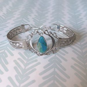Handmade Stone & Silver Bracelet NWOT
